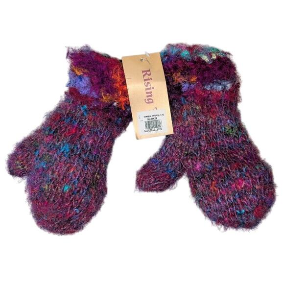 NWT Rising Tide 100% Recycled Silk Mittens Polar Fleece Line Multicolor One Size - Picture 7 of 8